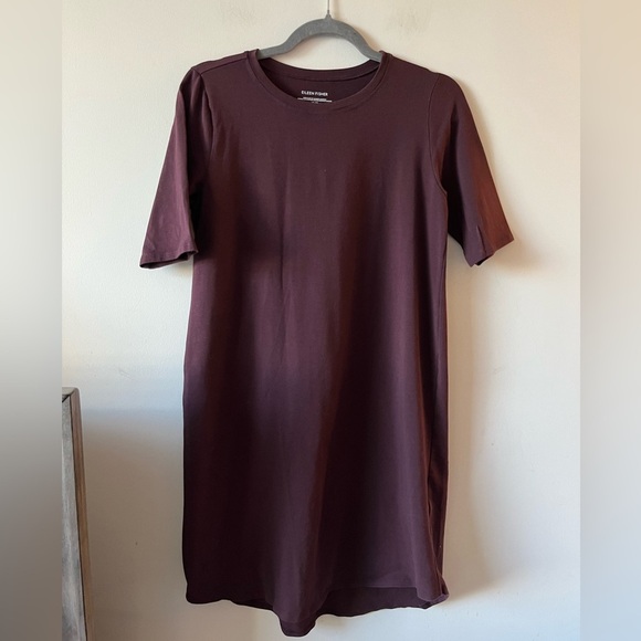 Eileen Fisher Organic Cotton Purple Short Sleeve T-Shirt Dress - Picture 8 of 11